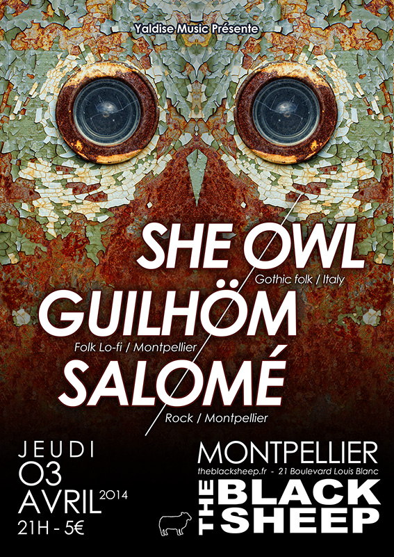Affiche SHE OWL + GUILHÖM + SALOMÉ 